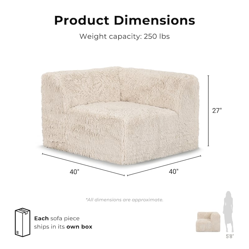 Furniture of America Ylena Modern 5-Piece Faux Fur Foam Modular Compressed Sectional Sofa