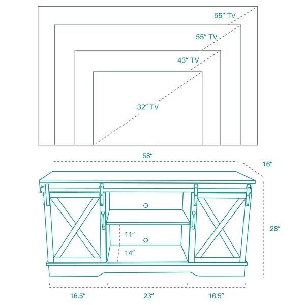 Shop Belleze Modern Farmhouse 58 Sliding Barn Door Tv Stand