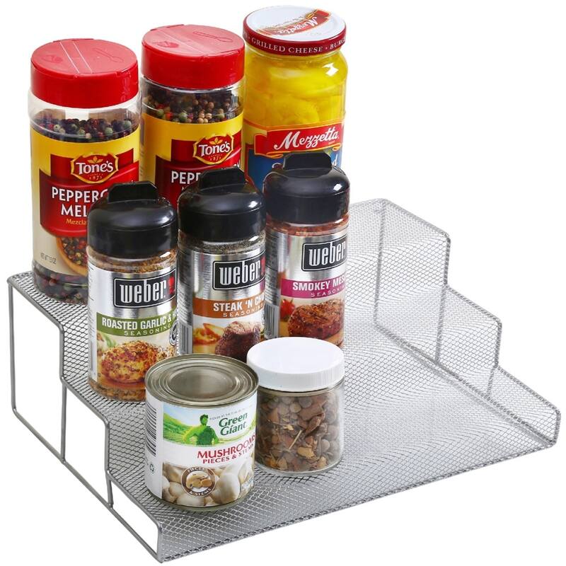YBM Home Kitchen Mesh 3 Tier Spice Rack Step Shelf Organizer, Multipurpose,