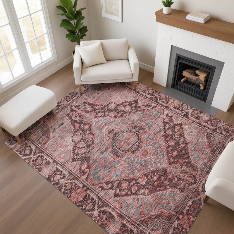Premium Washable Super Soft Traditonal Marcus Mayfield Rug - Paprika - 5' x 7'6"