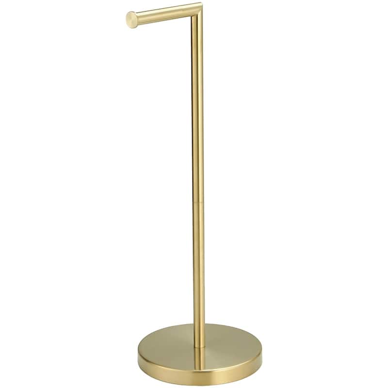 Round Freestanding Toilet Paper Holder with Stainless Steel Base - Brushed Gold