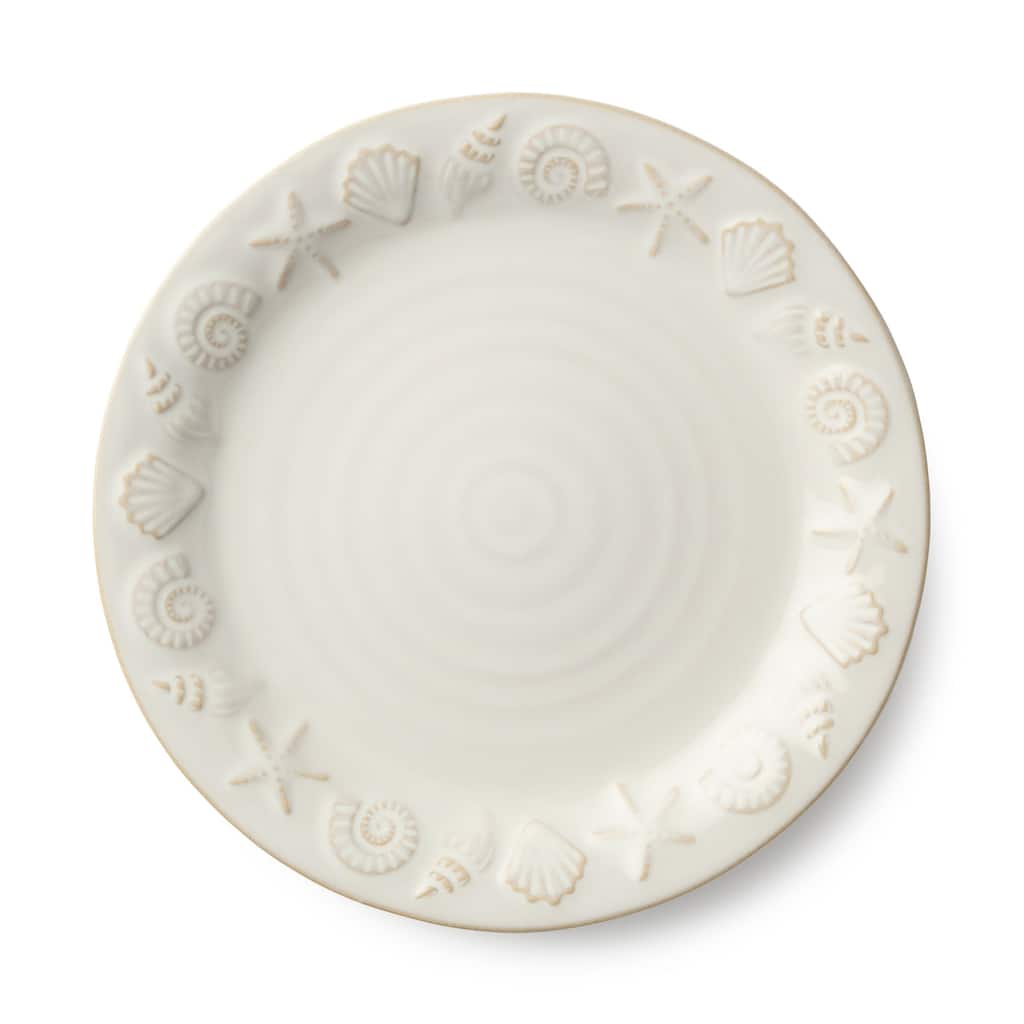 Certified International Coastline Cream 8.5" Salad/Dessert Plates, Set of 4 - 8.50"L x 8.50"W x 1.00"H