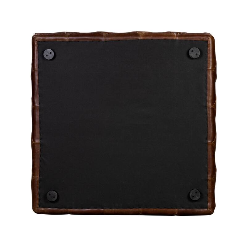 Poly & Bark Turin Leather Ottoman in Cognac Tan