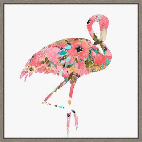 Summer Glow (Pink Flamingo) by Eva Watts Framed Canvas Art