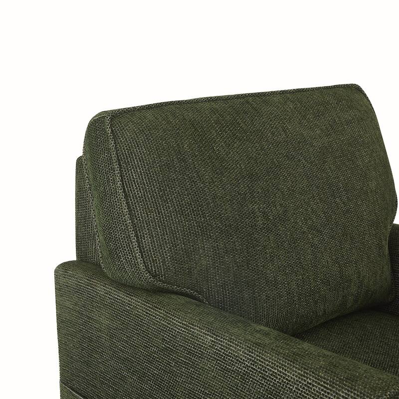 Chenille Swivel Barrel Armchair With Side Pockets