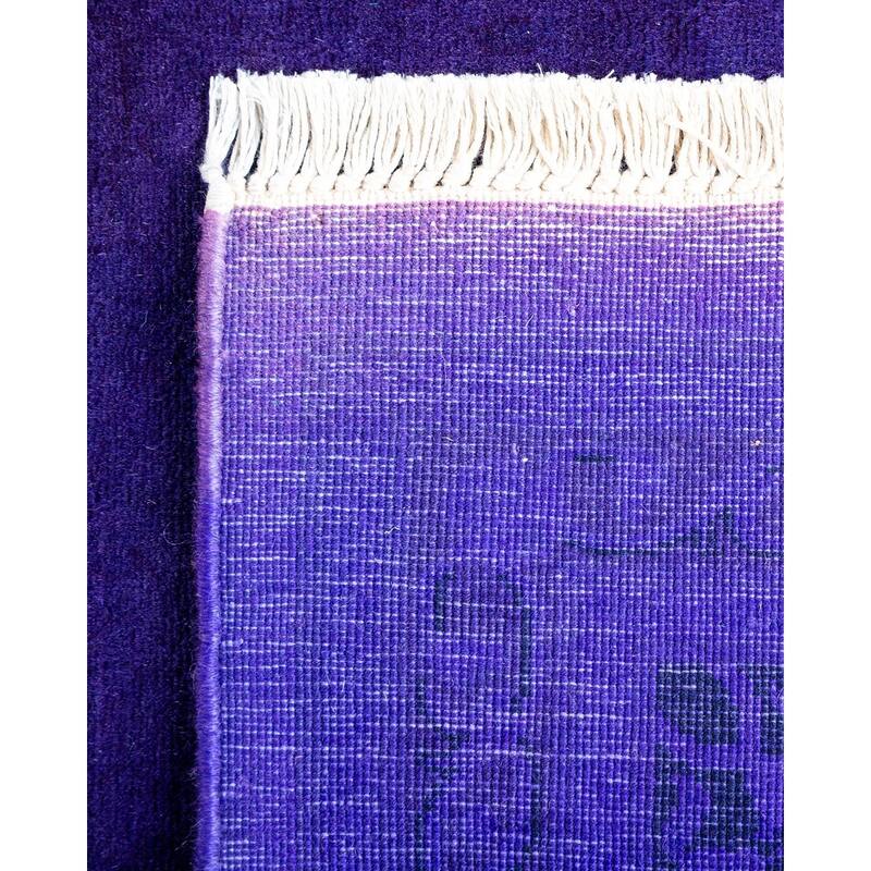 Overton Hand Knotted Wool Vintage Inspired Modern Contemporary Overdyed Purple Runner Rug - 2' 8" x 18' 0"
