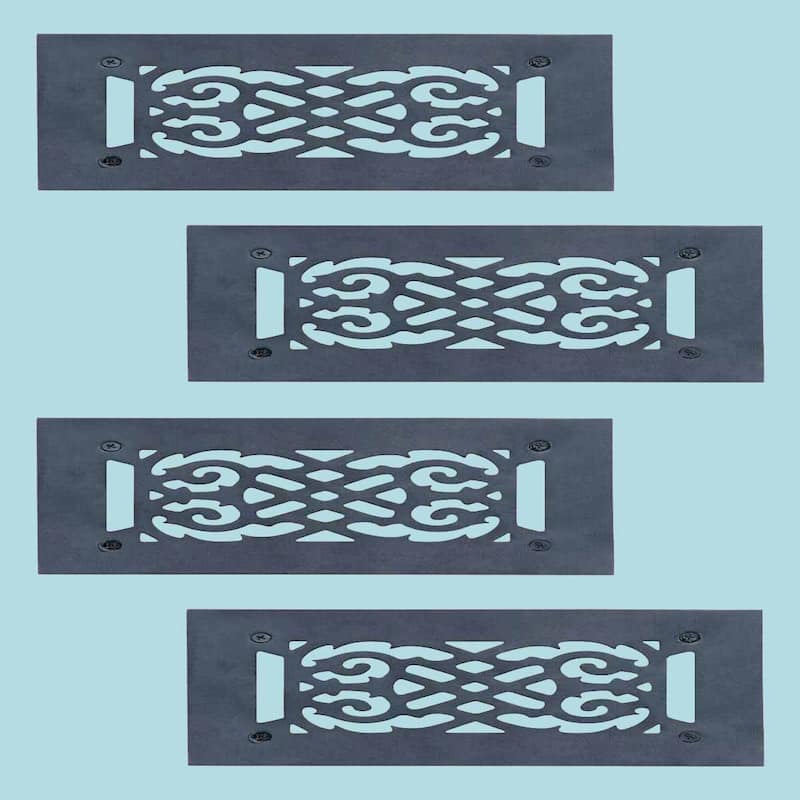 Black Cast Aluminum Air Ventilation Grille Walkable Floor Register Luxurious 10" x 5.5" Pack of 4 Renovators Supply