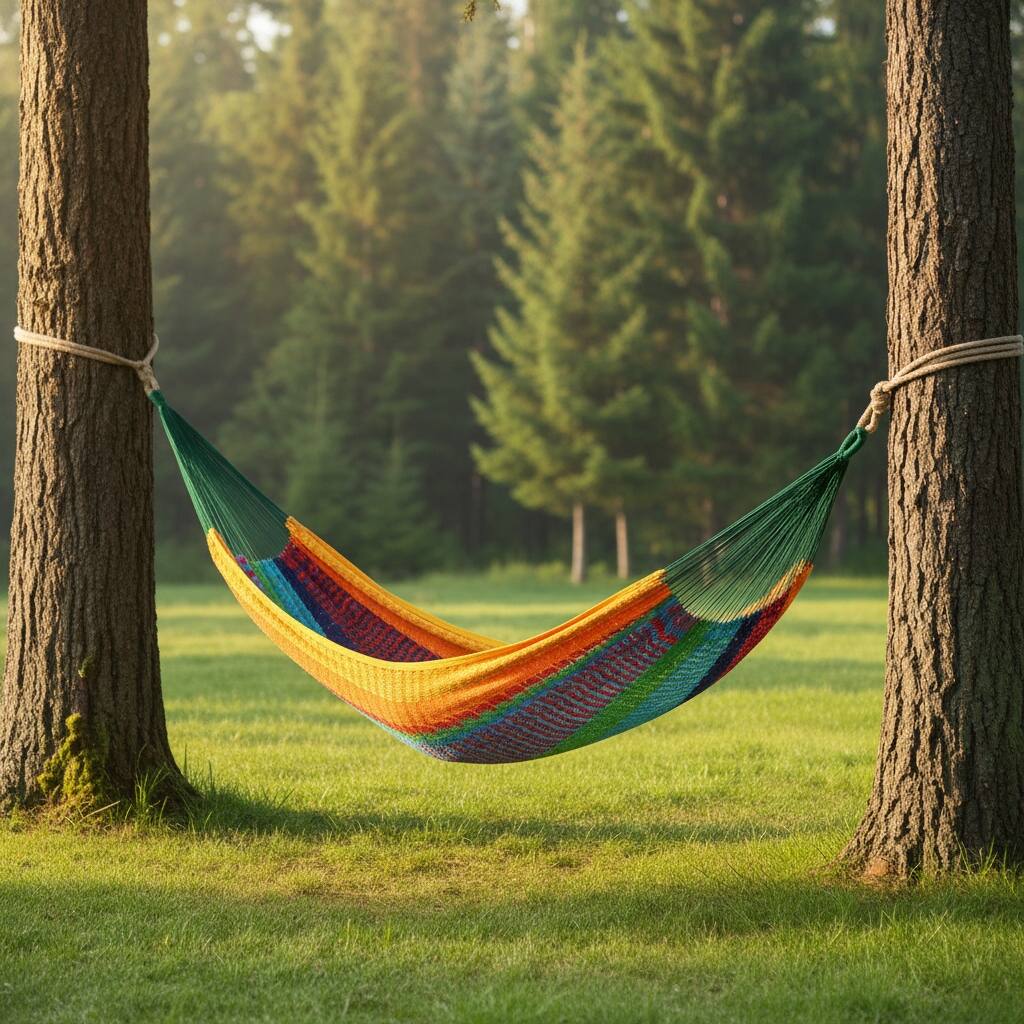 HomeRoots Green Red And Yellow Striped Double Hammock - 156.00 in. x 1.00 in. x 90.00 in.