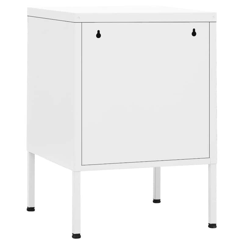 vidaXL Nightstand Set of 2 White Steel Small Nightstand Square