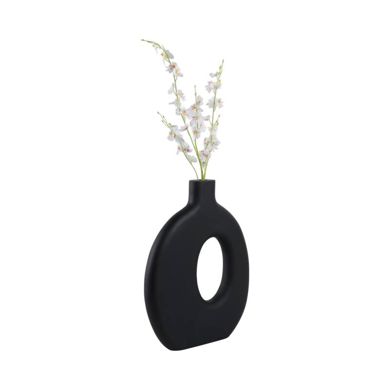 Decorative Wooden Cut-Out Vase - Black, 18"