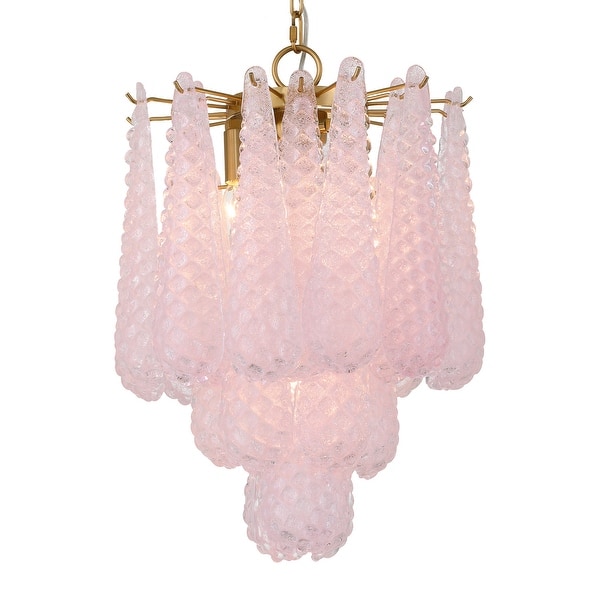 slide 2 of 11, Crystorama Lighting Group OLL-6004 Ollie 4 Light 14" Wide Pendant / Aged Brass / Blush