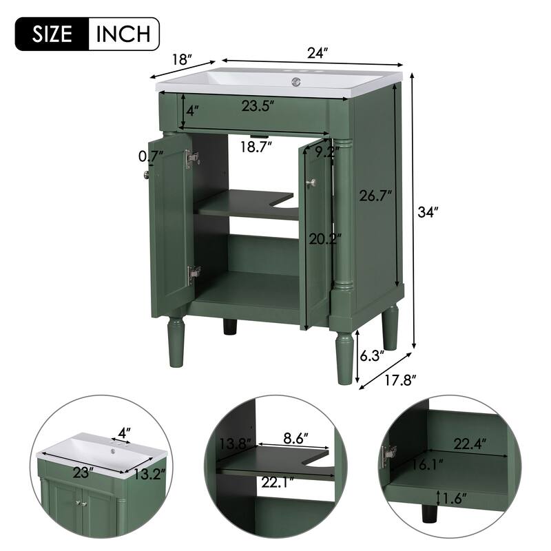 24'' 2-Tier Modern Bathroom Vanity with Top Sink