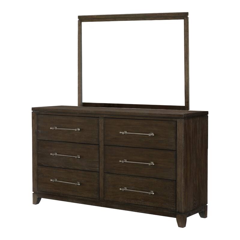 Gia Four Pc Queen Bedroom Set, X Accents on Headboard, Dark Brown Wood, Modern Style