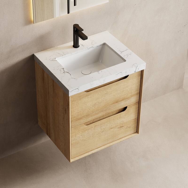 Prismis 24" 30" Wall-Mount Premium Bathroom Vanity with Upgraded Top