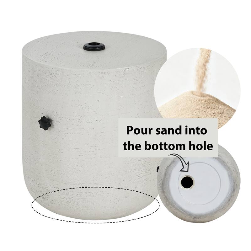 Roomfitters Olga Outdoor Patio Side Table Umbrella Base with Sand Filling Design, MGO Lime White Concrete Look
