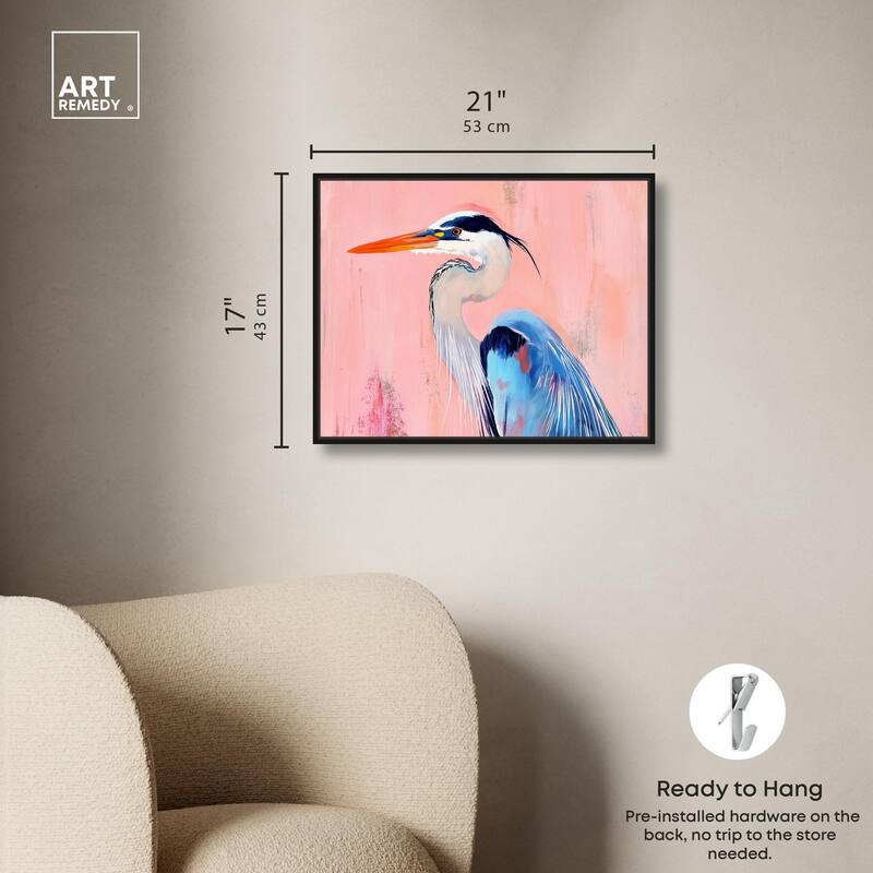 Rosy Dawn Heron Canvas by Art Remedy