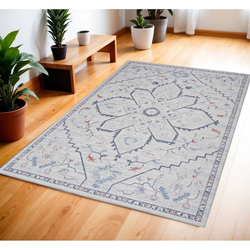 Power Loomed Floral Traditional Area Rug - 72' X '48' X '0.28 - 72' X '48' X '0.28 - Lavender/Ivory - Rectangle