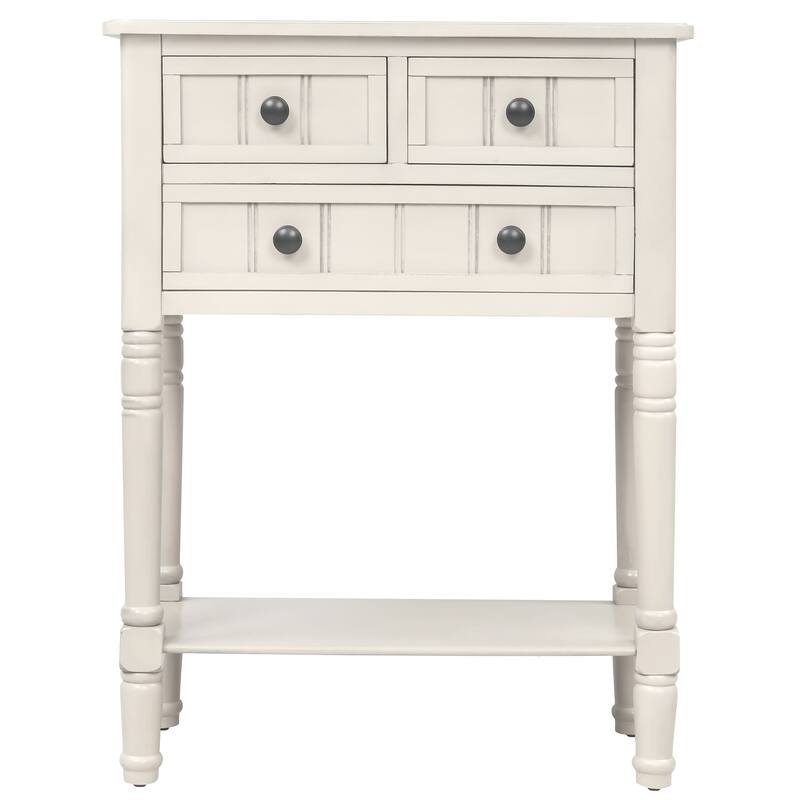 Narrow Console Table, Slim Sofa Table with 3 Storage Drawers and Bottom Shelf