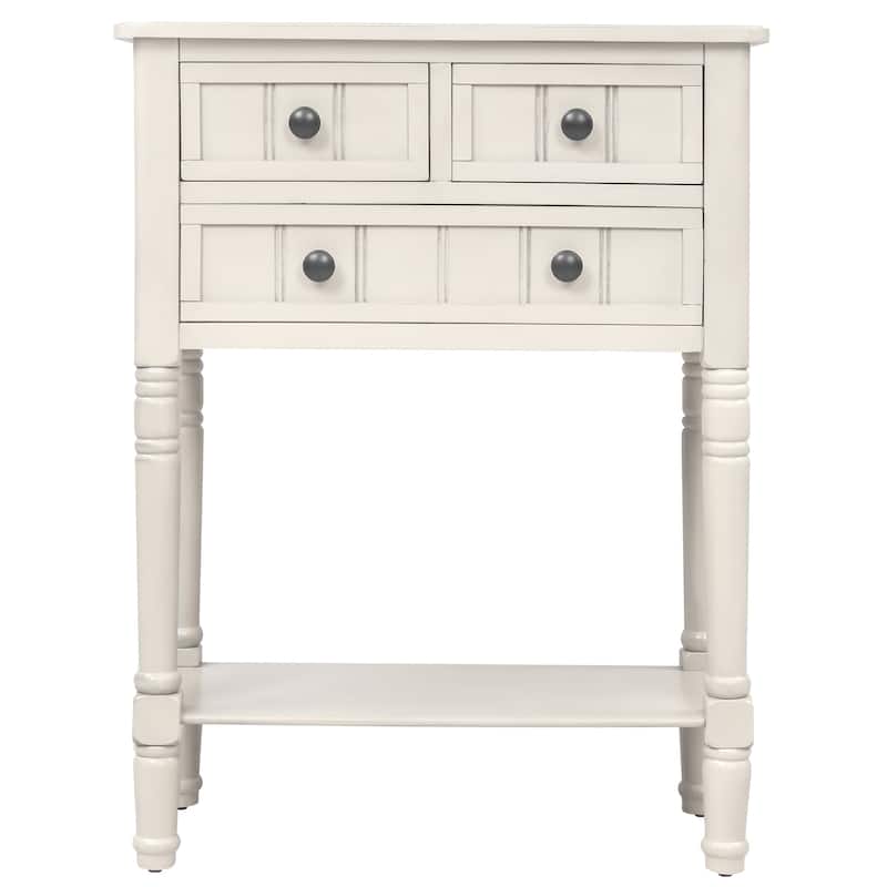 Narrow Console Table with Three Storage Drawers and Shelf