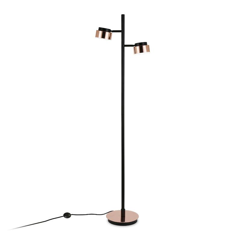 Black Metal Tree Floor Lamp with Copper Bell Shades and Smart Enabled - 11” x 11” x 68” (D x W x H)