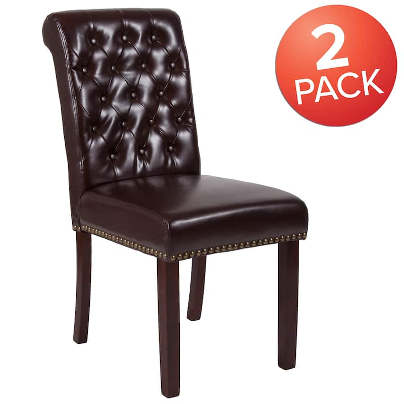 Parsons Rolled Back Accent Nail Trim Chairs (Set of 2) - 18.5"W x 27.5"D x 39.75"H