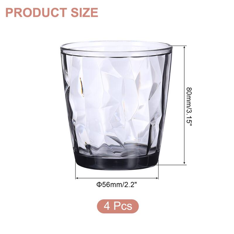 Acrylic Drinking Glasses, 4Pcs Plastic Reusable Tumblers - Grey - 7oz