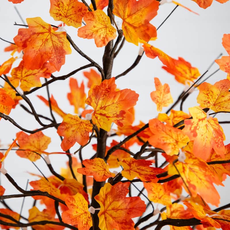 Pre-Lit Autumn Maple Minimalist Artificial Fall Tree - 6' - Warm White LED Lights