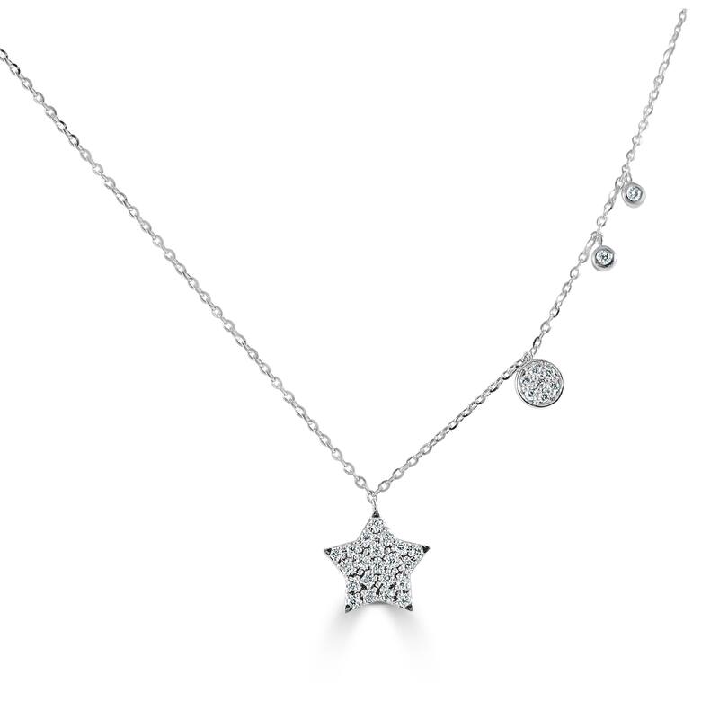Joelle Collection Diamond Star Necklace 14K Gold 1/5 ct TDW Adjustable to 16-18-inch Chain