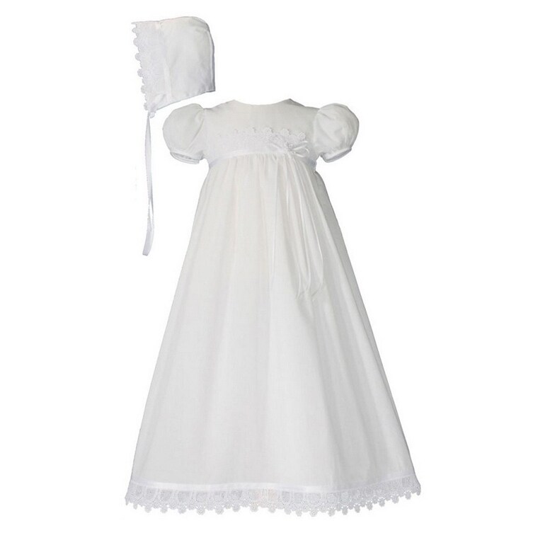 Vintage Christening Gown Long Sleeve Lace Antique Toddler Baby Baptism Dress