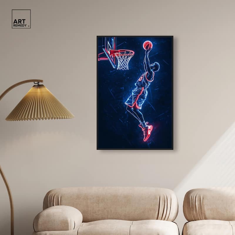 Shoot Some Hoops Neon Canvas by Art Remedy