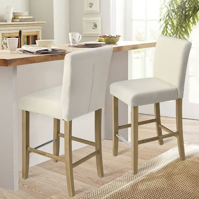 Upholstered Solid Wood 26" Counter Stool, Set of 2