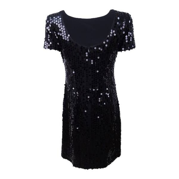 calvin klein black sequin dress Calvin Klein Black Sequin Dress Womens Small Pallette Disc Tank Cocktail  New