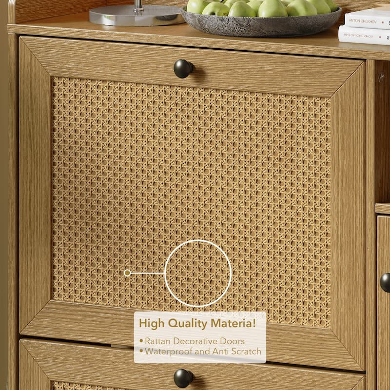 Rattan Shoe Cabinet with 3 Flip Drawers and 4-Tier