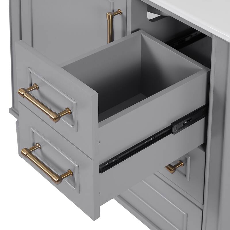 30" Bathroom Vanity with Ceramic Sink Combo, Soft-Close Door Bathroom Storage Cabinet with 3 Drawers