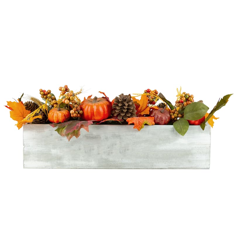 21" Autumn Arrangement a "Thankful" Rustic Wood Box Centerpiece