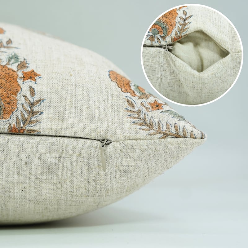 Fabdivine Soft Pillow Cover Shape Floral Block Print for Hotel Couch Spring Guest Room Blue Farmhouse, Mohini