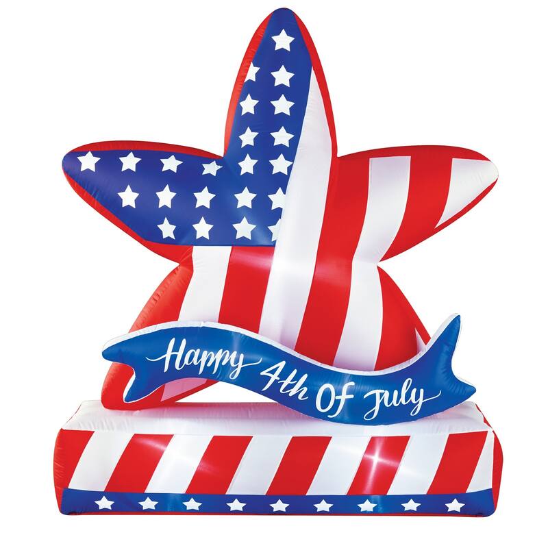6-Foot Happy 4th of July Patriotic Star Outdoor Inflatable Decoration - NO SIZE