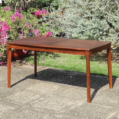 Acacia Dining Table - 59 Inch Solid Wood Table, Classic Design, Elegant Hardwood Dining Room Furniture