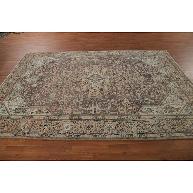 Tabriz Persian Vintage Area Rug Living Room Handmade Wool Carpet - 6'7" x 9'6"