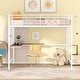 preview thumbnail 2 of 8, White Full Size Metal Loft Bed with Desk, Ladder, and Metal Grid for Kids