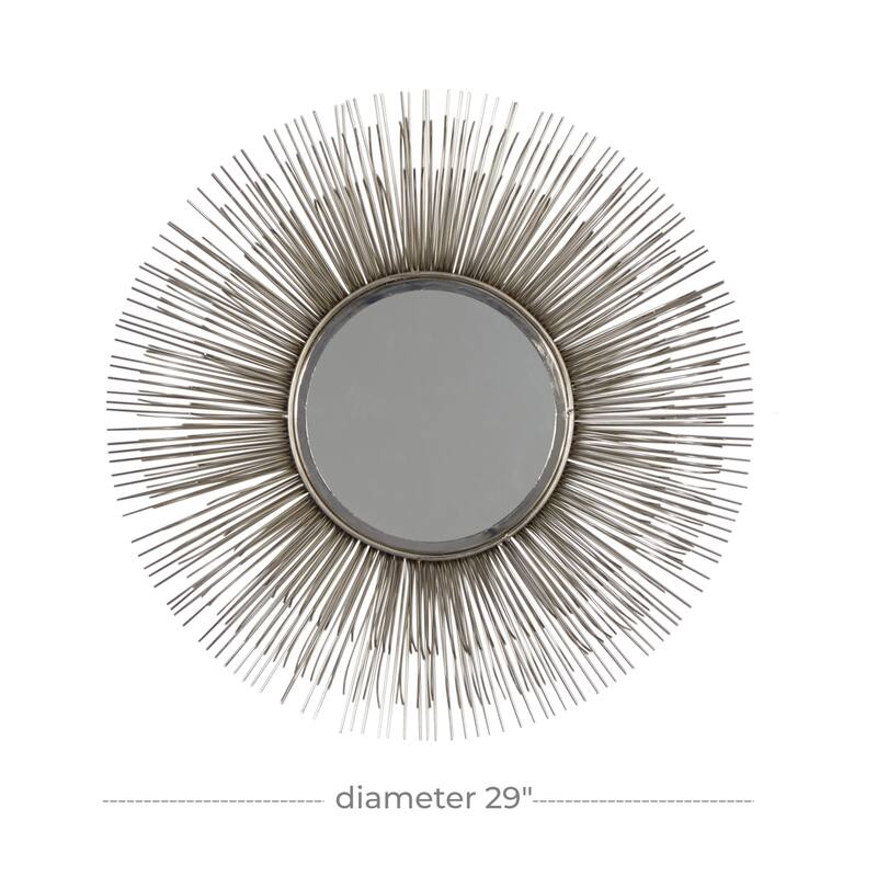 Metal Starburst Room Wall Mirror - Silver - Roche River Decor