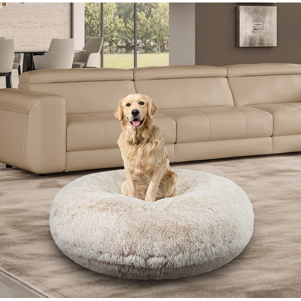 Bessie and Barnie Signature Blondie Luxury Shag Extra Plush Faux Fur Bagel Pet Dog Bed On Sale Bed Bath Beyond 17628649