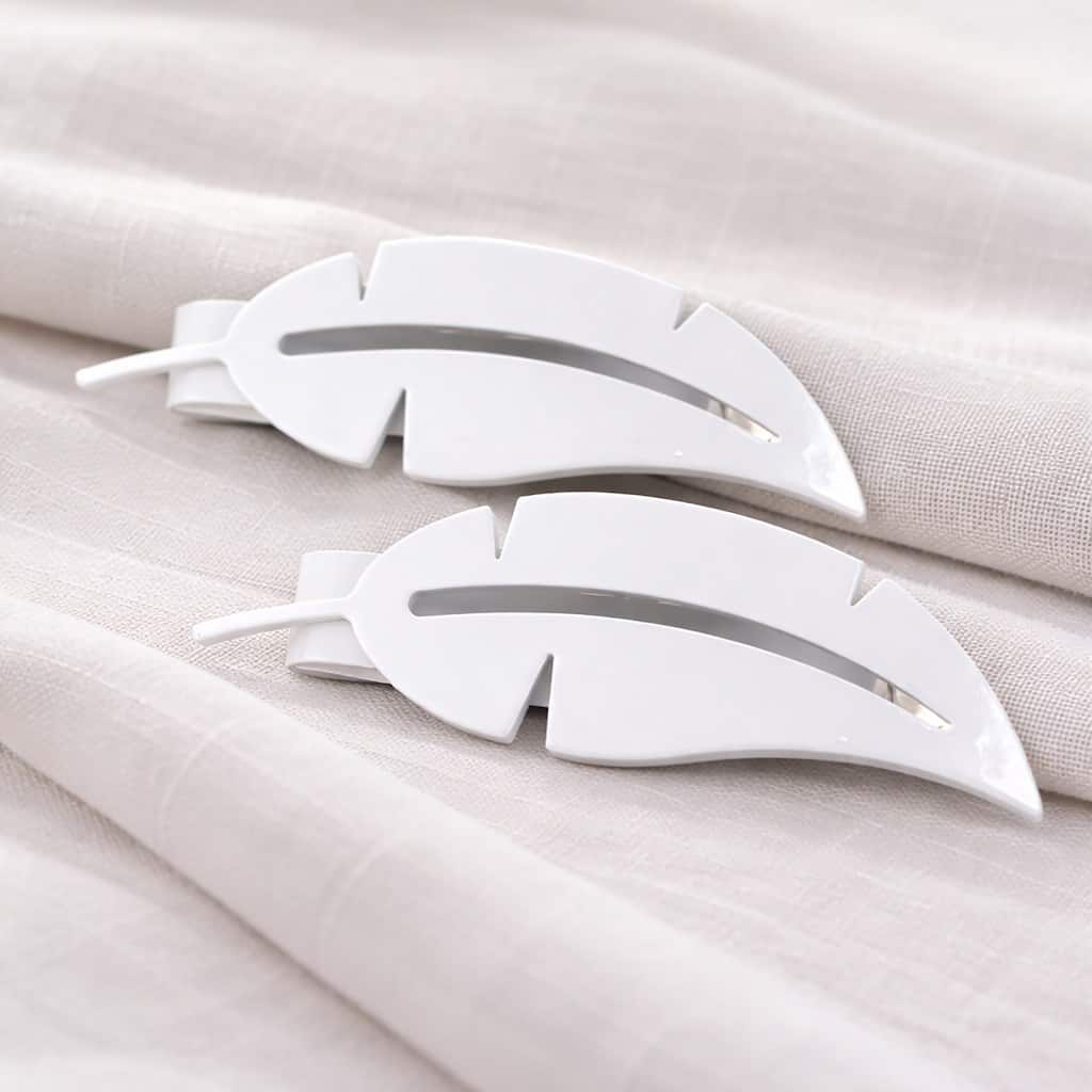 Set of 2 Metal Feather Tieback With Magnet Plume Shiny - 6.8"L x 2"W x 1"D