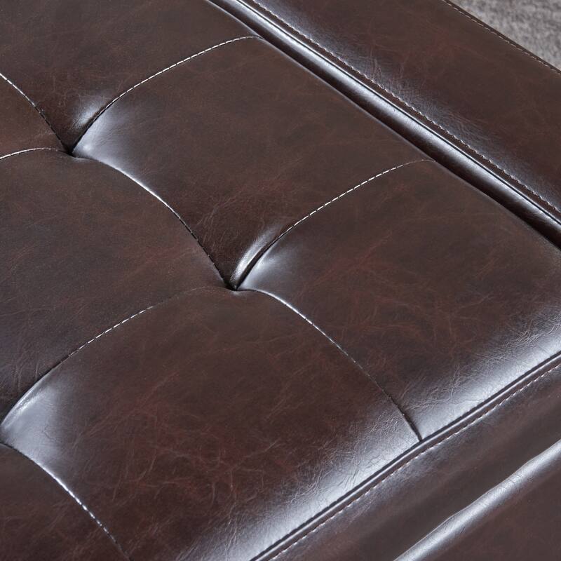 Guernsey Brown Bonded Leather Storage Ottoman Bench by Christopher Knight Home