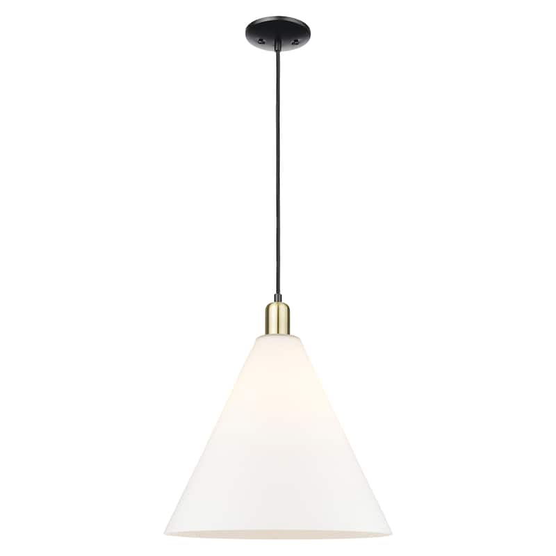 Innovations Lighting Endless Possibilities Arcadia - Berkshire Glass - 1 Light 16" Cord Hung Mini Pendant - Black Antique Brass/Matte White