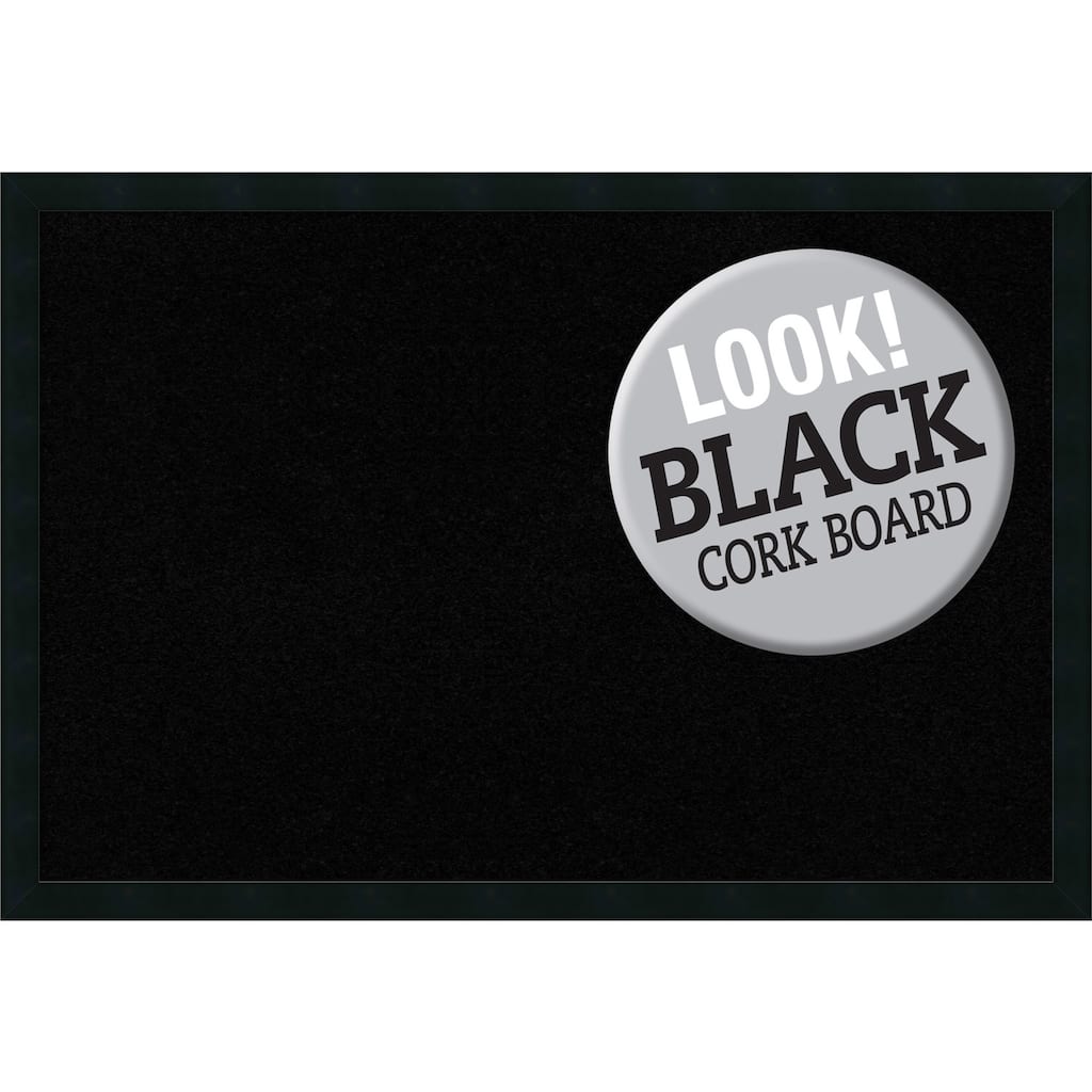 Framed Black Cork Board, Mezzanotte Black