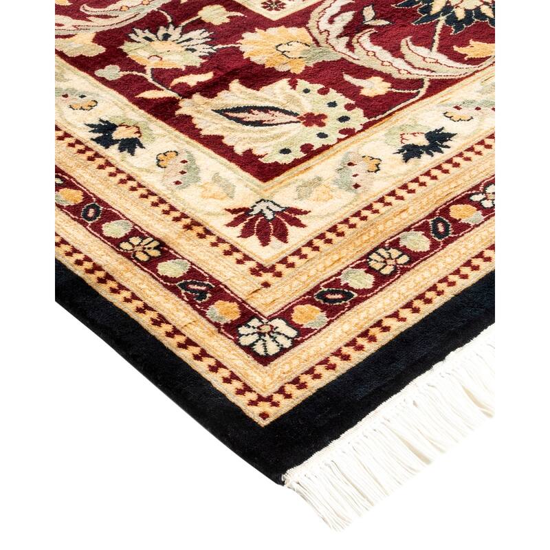 Overton Hand Knotted Wool Vintage Inspired Traditional Mogul Black Area Rug - 8' 0" x 10' 5"