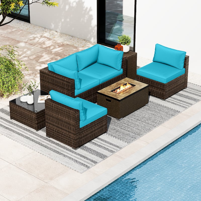 Costway 7 Pieces Outdoor Furniture Set with 32" Fire Pit Table and - See Details