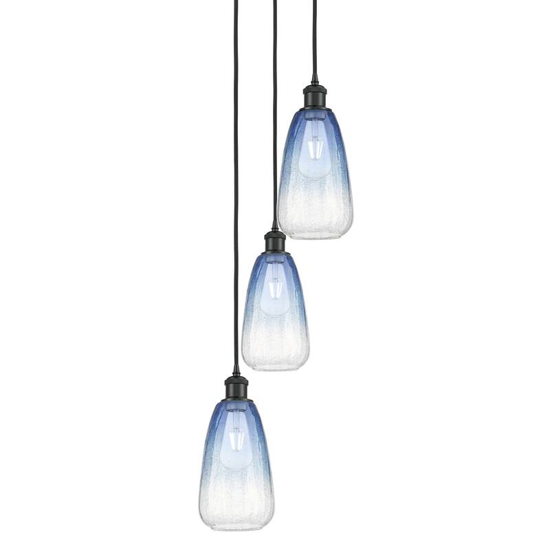 Innovations Lighting 113B-3P-40-13 Brookhaven Almond Pendant - Matte Black / Sapphire Blue