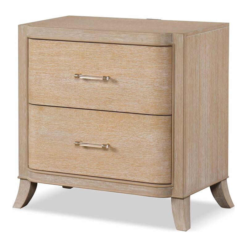 Furniture of America Kian Modern Natural Oak Solid Wood 2-Drawer Nightstand, Set of 2